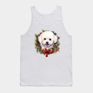 Christmas Bichon Frisé Dog Wreath Tank Top